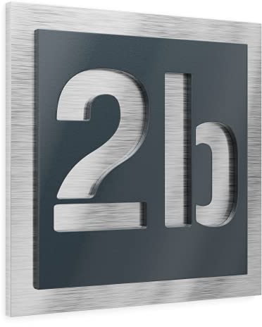 Graviers Design Hausnummer aus V2A Edelstahl 380x380mm - Anthrazit RAL 7016 - Wetterfest Rostfrei Individuell anpassbar nach eigener Nummer - Made in Germany