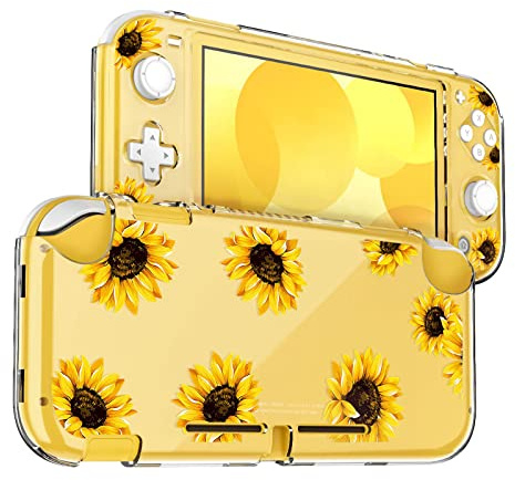 DLseego Coque Compatible avec Nintendo Switch Lite, Housse Transparente pour PC Dur Switch Lite,Couverture Protectrice avec Gaufrage,Design Anti-Abrasion et Anti-Rayures,Tournesol