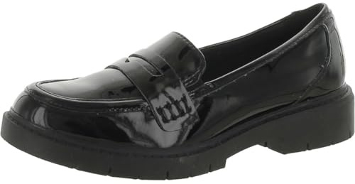 Clarks Femme Westlynn Ayla Mocassin, Noir laqué synthétique, 42.5 EU Large
