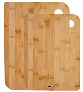 Karaca Azur Bamboo Chopping Board Set 2-Piece Wooden Cutting Board Set for Kitchen, Large and Small