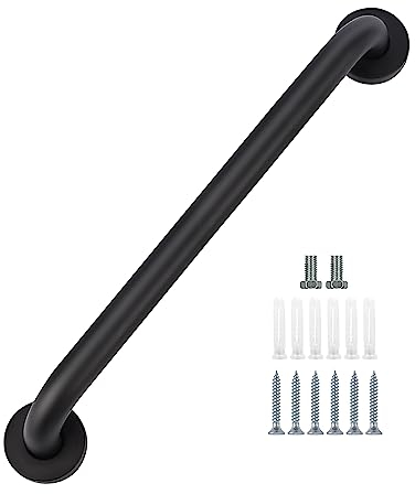 YF Barre D'appui pour Douche, 60 cm Barre D'appui en Acier Inoxydable pour Salle de Bain, Barre D'appui de Douche Antidérapante Noire Poignée de Douche Aide aux Toilettes Barre D'équilibre