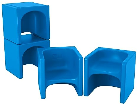 ECR4Kids Tri-Me 3-in-1 Cube Chair, Kids Furniture, Blue, 4-Piece