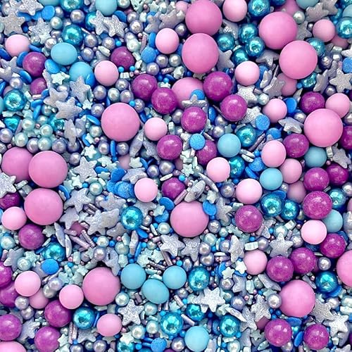 Birthday stitch sprinkles for cakes cupcake edible toppers sprinkle mix blend lilac blue purple stars silver pearls party decoration baking biscuits cake topper balls OHANA