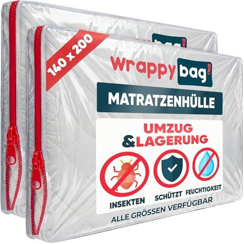WRAPPYBAG – Custodia in Plastica per Materassi - 5 Misure Disponibili - Sacca Protettiva Impermeabile e Resistente agli Strappi - Per Traslochi, Conservazione e Trasporto - 140x200 - lotto di 2