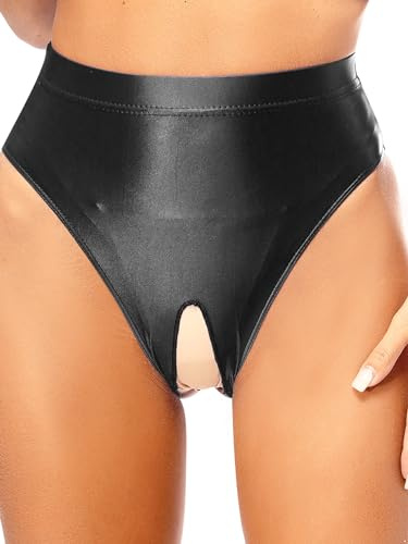Kaerm String Sexy Tanga Femme Short Ouvert Entrejambe Elastique Slip de Nuit Sexy Érotique sous-vêtement de Nuit Slip de Nuit Coquine Hot Culotte M-XXL Noir XL