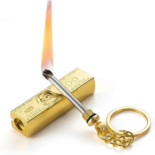 Briquet Porte-clés Allumette éternelle, Allume-feu en métal, allumeur atomisant étanche, Briquet rétro Cadeau for Homme, Briquet à Carburant avec boîte-Cadeau
