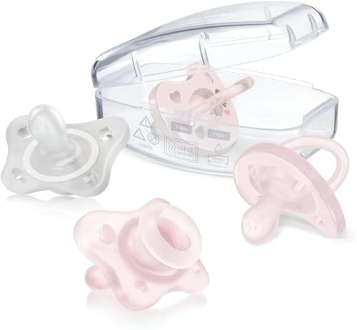 Chicco PhysioForma Schnuller, mitwachsendes Schnuller-Set von 0-6 Monaten für Mädchen, Set mit 4 Schnullern, 2 Schnuller für 0-2 Monate und 2 Schnuller für 2-6 Monate, weiches Material
