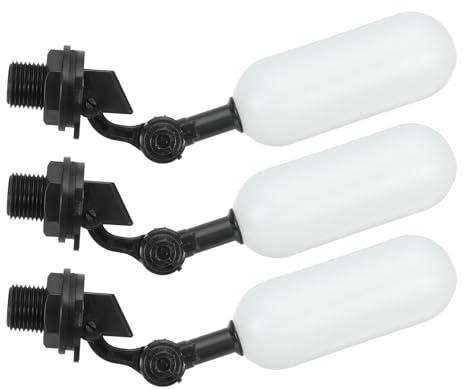 PATIKIL 1/2 Inch Float Valve, 3 Pack Plastic Water Tank Float Ball Valve with Adjustable Arm for Livestock Water Trough Aquaculture Hydroponic Reservoir, Black