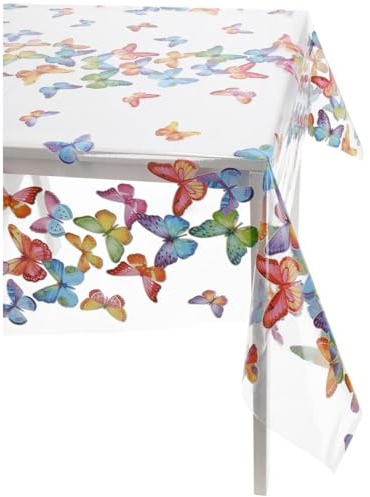 Casatessile Tovaglia Trasparente plastificata Italiana Cristallo Fantasia Tovaglia PVC Plasticata Esterno - VAR. 6, 6 posti 140x180 cm.