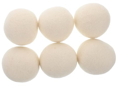 White Wool Dryer Balls 6 Pcs Reusable Laundry Dryer Balls | 6cm Size, Anti-static Fabric Softener Aid, Reduces Wrinkles and Tangling in Home Laundry