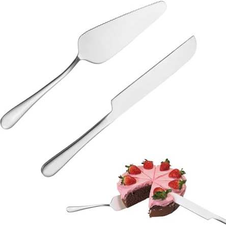 GIUSOBG Taglia Torta 2 Pezzi Coltelli e Spatole 22.5cm Paletta Torta 23.2cm Coltello Paletta per Glassa Taglia, per la Preparazione di Dolci Fatti in Casa, Feste (Argento)