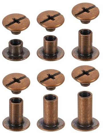 QUARKZMAN 90 Juegos De Remaches De Tornillo Chicago De Metal Con Cabeza Phillips Tornillos De Unión Poste Clavo Remache Tornillo Para DIY Cinturón, 6 Tamaños, Cobre