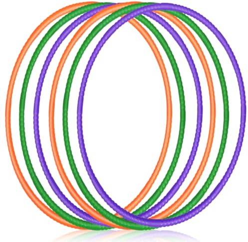 Sratte 12 Pcs Toy Hoop for Kid Detachable Adjustable Toy Hoop Colored Exercise Ring Plastic Circle for Kid Teen Gymnastics Equipment Require Self Assembly(28 Inch,Purple,Green,Orange)