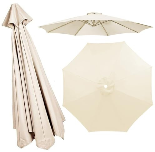 Marktschirm Ersatzabdeckung, Outdoor Regenschirm Sonnenschutz Baldachin Sonnenschirmbezug 2/2,3/2,5/2,7/3/3,50 M | UV-Schutz | Waschbar | Wasserdicht | Dicker Und Starker(Beige,8 RIBS: 350CM/11.5FT)
