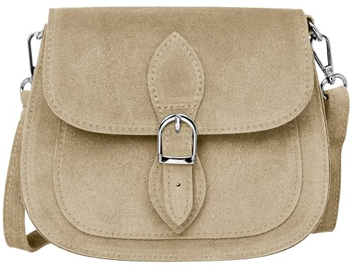 Caspar Leder Umhängetasche Dirndltasche Vintage Tasche kleine Trachtentasche Damen Handtasche aus Wildleder - CLASSIC LINE - Modell No.831 - Made in Italy