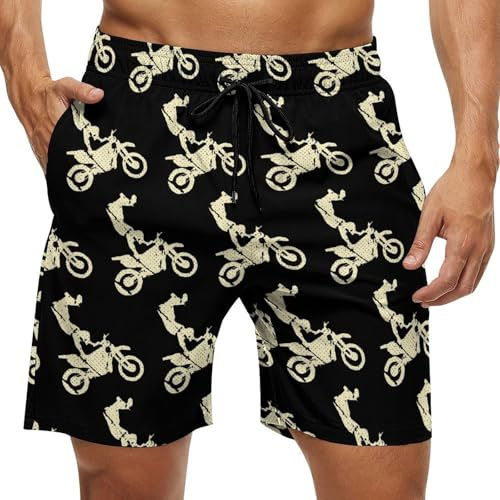 Motorbike Got Dirt Bike Men's Trunks Shorts Beach Athletic Running with Pockets and Mesh Lining S