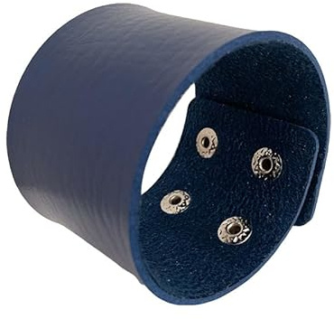 Braccialetto Uomo,Braccialetto Largo In Pelle Unisex Retro Steam Punk Bracciale Rigido Wrap Gothic Rock Biker Braccialetti Regolabili Gioielli Larghi Regalo per Ragazzi Uomini Padre Blu Reale
