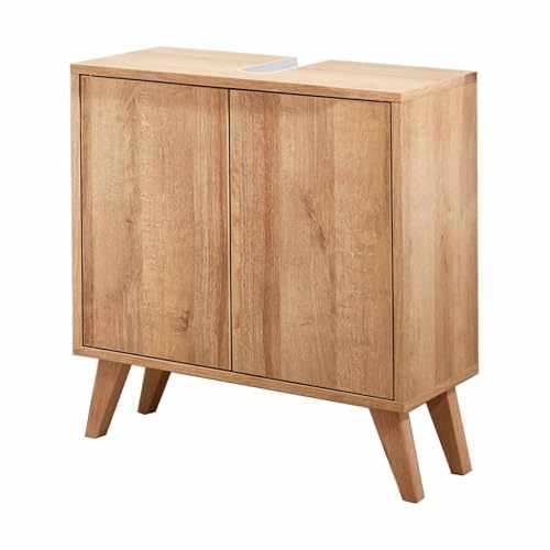 BadeDu Minho Waschbeckenunterschrank – 60 cm breit in Braun hell, Modernes Badezimmermöbel-Set im skandinavischen Stil – Made in Germany