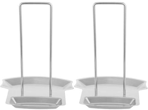 VALICLUD 2 Pièces Support de Couvercle de Casserole Inox avec Repose-cuillère Détachable Porte-ustensiles Multifonction pour Rangement Cuisine et Organisation