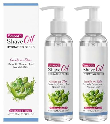 QPJUVC Smooth Shave Oil für Frauen und Männer, Vor- und Nachbehandlung mit Vitamin E, Oliven- und Jojobaöl, feuchtigkeitsspendend, pflegend, hautberuhigend, für Gesicht, Körper und Beine (2)