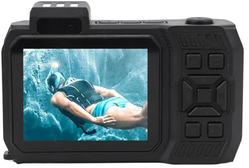 Alomejor Fotocamera Digitale Subacquea 4K 65MP Batteria a Lunga Durata a Doppio Schermo per Immersioni con Snorkeling (ORANGE)