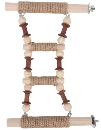Fdit Échelle à Oiseaux en Bois de Hêtre, Jouet d'escalade Antidérapant pour Perroquets pour Décoration de Cage et Exercice, Accessoire de Jeu Sûr pour Perroquets, Perruches et