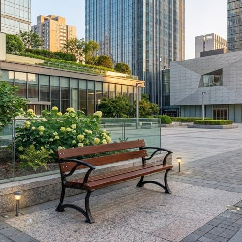 REKORD Gartenbank 170 x 59 x 73 cm Robuste Parkbank aus Gusseisen und Holz mit Rückenlehne und Armlehnen wetterfeste Outdoor Sitzbank Bank für Garten Terrasse Balkon Vorgarten – Lodzka ZP - Palisander