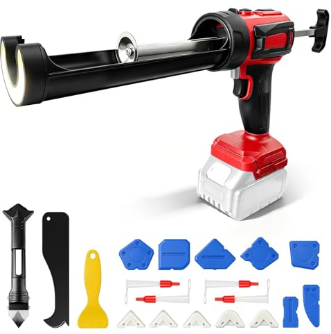 Akku patronpress för Milwaukee 18 V, anti-dropp-funktion & LED-ljus, 4-stegs hastighetsreglering – Perfekt för golvplattor, tätning & renovering (utan batteri)