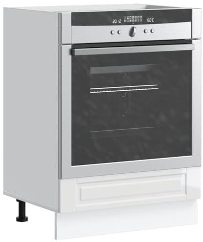 QUAHEAS Herdumbauschrank Porto Hochglanz-Weiß Holzwerkstoff 60x46x81,5 cm mit verstellbaren Füßen freistehend für Mikrowelle und Backofen kompakter Küchenschrank mit Stauraum und Arbeitsplatte