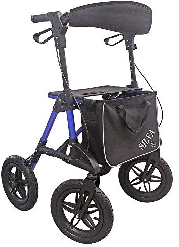 FabaCare Outdoor Rollator Silva mit Luftbereifung, Leichtgewichtrollator faltbar, bis 136 kg