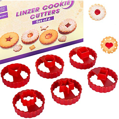 Lot de 6 Emporte-Pièces Linzer Noël, Emporte Piece Patisserie, Moule à Biscuits pour Enfants, Moule à gâteau de Noël pour Décoration de Fondant Biscuit Cookie (Linz)