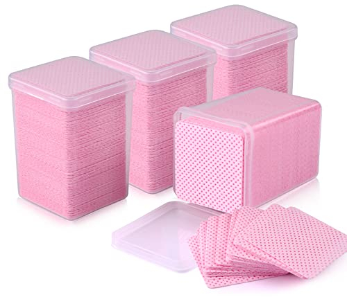EBANKU 800 Piezas Rosa Toallitas para Uñas Sin Pelusas, Almohadilla de Algodón para Uñas Toallitas Tela No Tejida Pegamento Algodón Toallitas Limpiadoras de Uñas