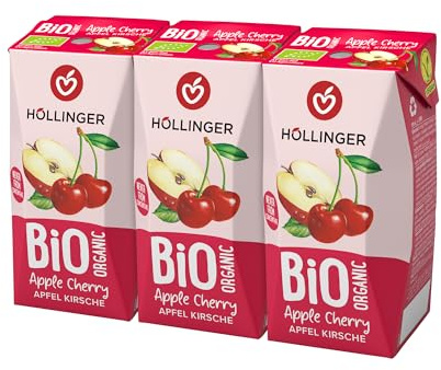 Höllinger Pomme-Cerise Bio 24 x 200 ml, boisson aux fruits pour enfants, sans sucres ajoutés, vegan, pratique pour l'école et les sorties