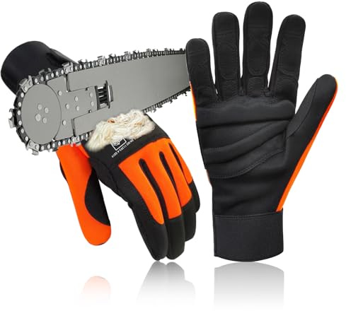 Intra-FIT Chainsaw Gloves Saw Protectionon on Left Hand Back, Cut-resistance Gloves EN ISO 11393-4, CLASS 1, EN 388: 4122X