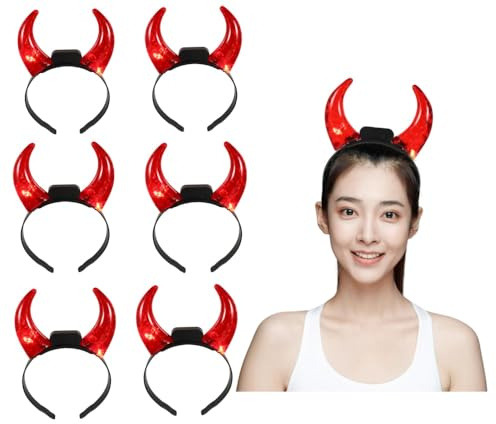 FOMIYES Halloween-Stirnband: Teufelshörner-Stirnband - 6 Stk Dämon Horn Stirnband Led-teufel-stirnband Teufels Haarband Stirnband Aus Rotem Ochsenhorn Leuchtendes Horn-stirnband Leuchtende Gegenstände