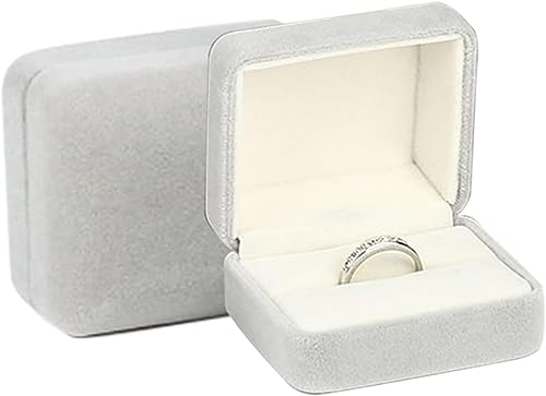 WSLSNZQ Ring Box,Samt Schmuck Ringbox Aufbewahrungsbox Geschenkbox Ringschatulle für Heiratsantrag, Hochzeit, Valentinstag, Geburtstag (Hellgrau)