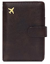 PORRASSO Reisepasshülle Reisezubehör mit RFID-Blocker Schutzhülle Tasche für Kreditkarten PU Reisebrieftasche Reisepass Organizer Herren Damen Passport Holder Kaffee