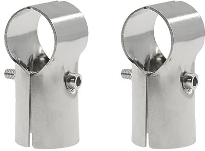 2 PCS End Rail T Clamp,SAFYY Panel T Clamps,Stainless Steel T Joint Chain Link Fence Clamp Farm Shed Greenhouses Shelf Pole Clip Fit for 1.26 OD Tube,Bolts & Nuts Included