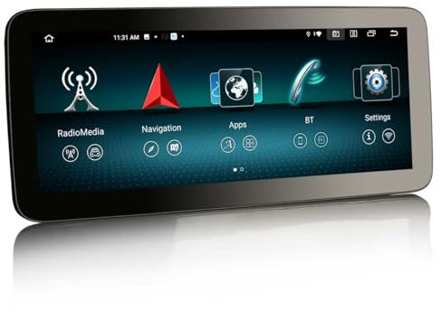 Erisin 12,3 8-Core 8GB+128GB Android 14 Radio Coche Bluetooth Estéreopara Mercedes Benz Clase C/GLC W205 X253 NTG 5.0/5.1/5.2 Soporta GPS Navegación CarPlay Android Auto Dab+ WiFi 4G DSP USB Canbus