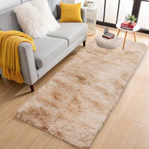 Aspire Homeware Vardagsrumsmatta batikfärgat beige sovrum stor halkfri matta 80 x 300 cm supermjuk modern matta och mattor sängbord