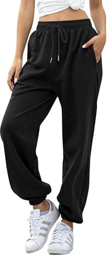 Missufe Damen Jogginghose Freizeithose Hohe Taille Sporthose Trainingshose Cinch Bottom Lang Sweatpants mit Taschen