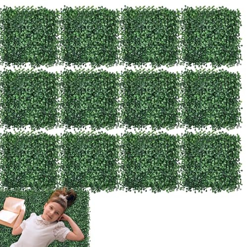 siepi artificiali, per esterni, pannelli da parete in bosso, 12 pezzi, siepi artificiali, 25,4 x 25,4 cm, pannelli di bosso, sfondo, , siepe, , parete, pianta verde