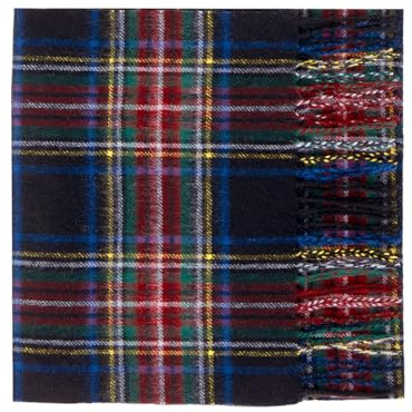 Oxfords kashmir 100 % lammull tartan rutig halsduk, Svart stewart, one size
