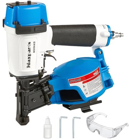 Maxparts Dachnagler NVH45 15 Grad Dachnagelpistole, 2,2 cm bis 4,5 cm, Rundkopf-Spulennägel für Holzhaus, Dachbau, Hellblau