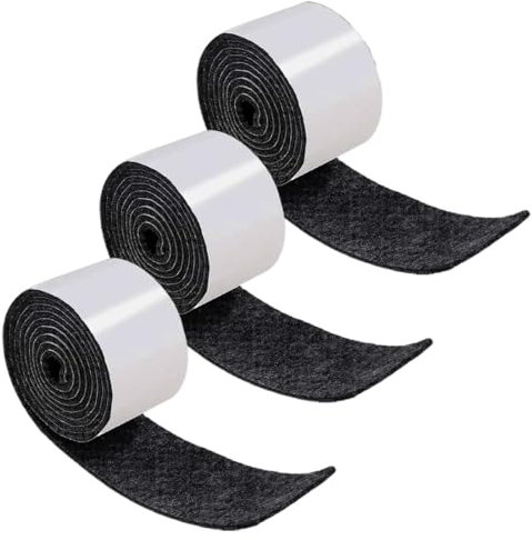 COYUN 2 Feltro Adesivo(100cmx2cm), Feltrini per Sedie, Feltrino per Sedie, Rotolo Adesivo per Mobili, Feltri Antiscivolo Nero Taglio Libero in Qualsiasi Forma