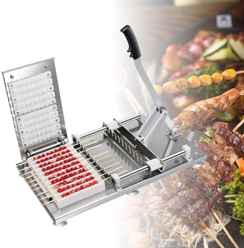 FBJAMZ Machine à brochettes de Viande pour Barbecue, Machine de Fabrication de Cordes de brochettes en Acier Inoxydable, pour Restaurants et Cuisines