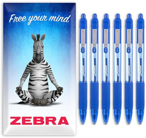 Zebra Z-Grip Smooth Ink infällbar kulspetspenna – 1,0 mm spets – paket med 6 pennor – i presentförpackning – blå