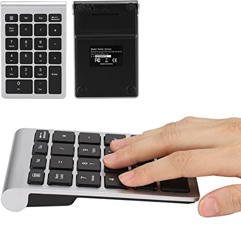 Clavier numérique : clavier sans fil, 22 boutons USB 2,4 G, vitesse de réaction avec faible retard pour XP // Vista, idéal pour les professionnels des produits d'entrée de données (noir argenté)