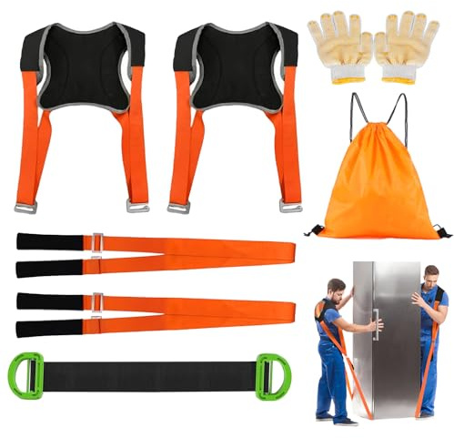 Tragegurte Umzug Kit Tragegurt für 2 Personen mit Schwamm-Weste 500kg Schwerlast Möbel Transportgurt Multifunktionaler Möbel Umzugshelfer mit Rucksack Rutschfesten Handschuhen für Schwere Gegenstände