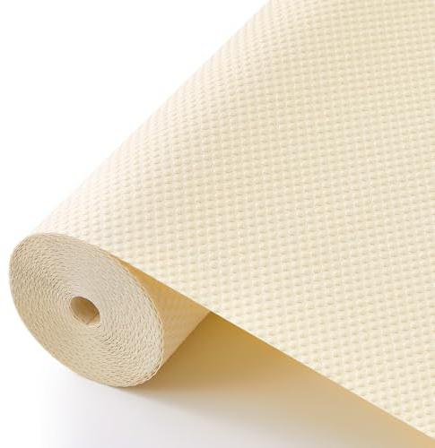 Viseeko Food Grade EVA Fridge Shelf Liner, Non Adhesive, Beige, 30x300cm | Waterproof, easy trim to fit. Non slip mat for kitchen cupboard, cabinet, refrigerator, RV, caravan, rugs. Washable.